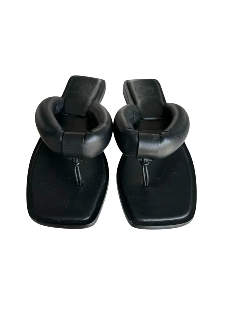 Tory Burch Puffy Strap Thong Sandal Black Leather
